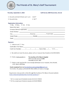 Friends of St. Mary Golf Registration Form ENG 2026